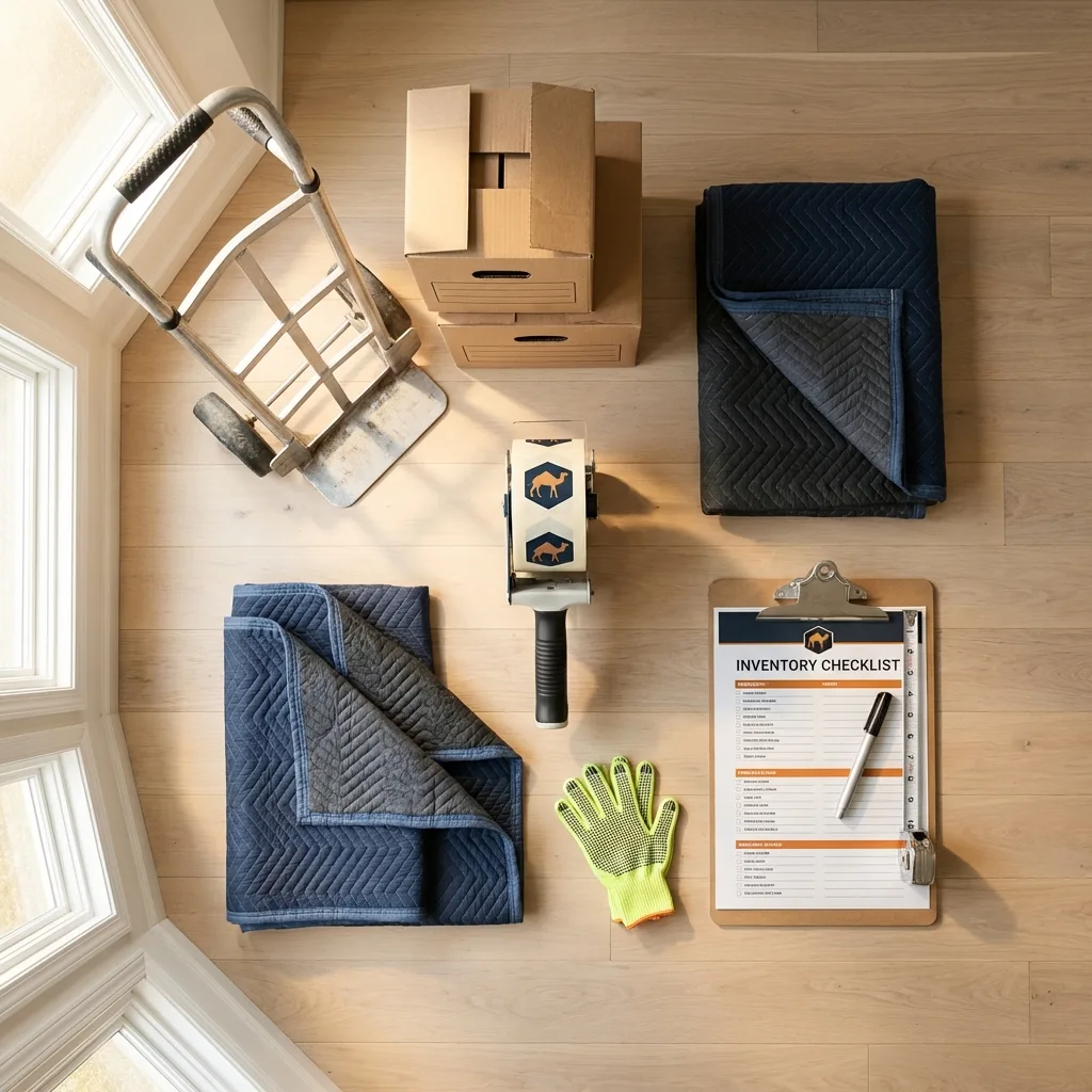 Professional moving supplies and packing materials layout for Mount Hope residential relocations